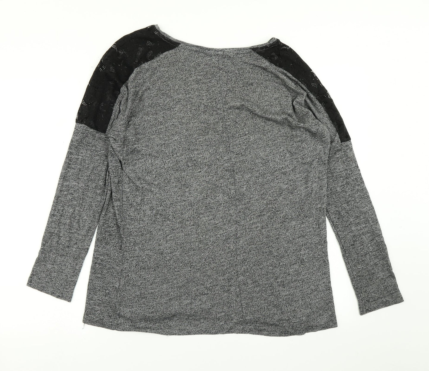 Atmosphere Womens Grey   Basic T-Shirt Size 10  - Lace Sleeve detail