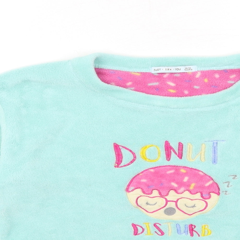 JUST LIKE YOU Girls Blue  Fleece Top Pyjama Top Size 12-13 Years