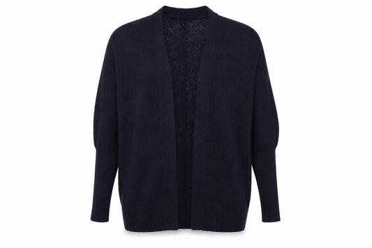 Front view of Papaya women’s blue knit cardigan jumper, size M