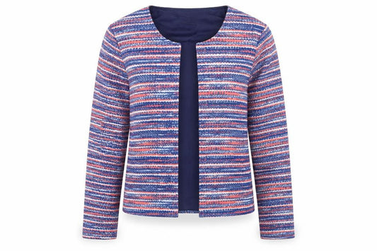 ann de lancay Womens Blue Striped  Jacket Coat Size S
