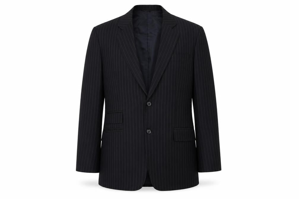Preworn Mens Black Striped  Jacket Suit Jacket Size 40