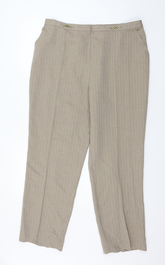 Marks and Spencer Womens Brown Striped  Trousers  Size 18 L29 in