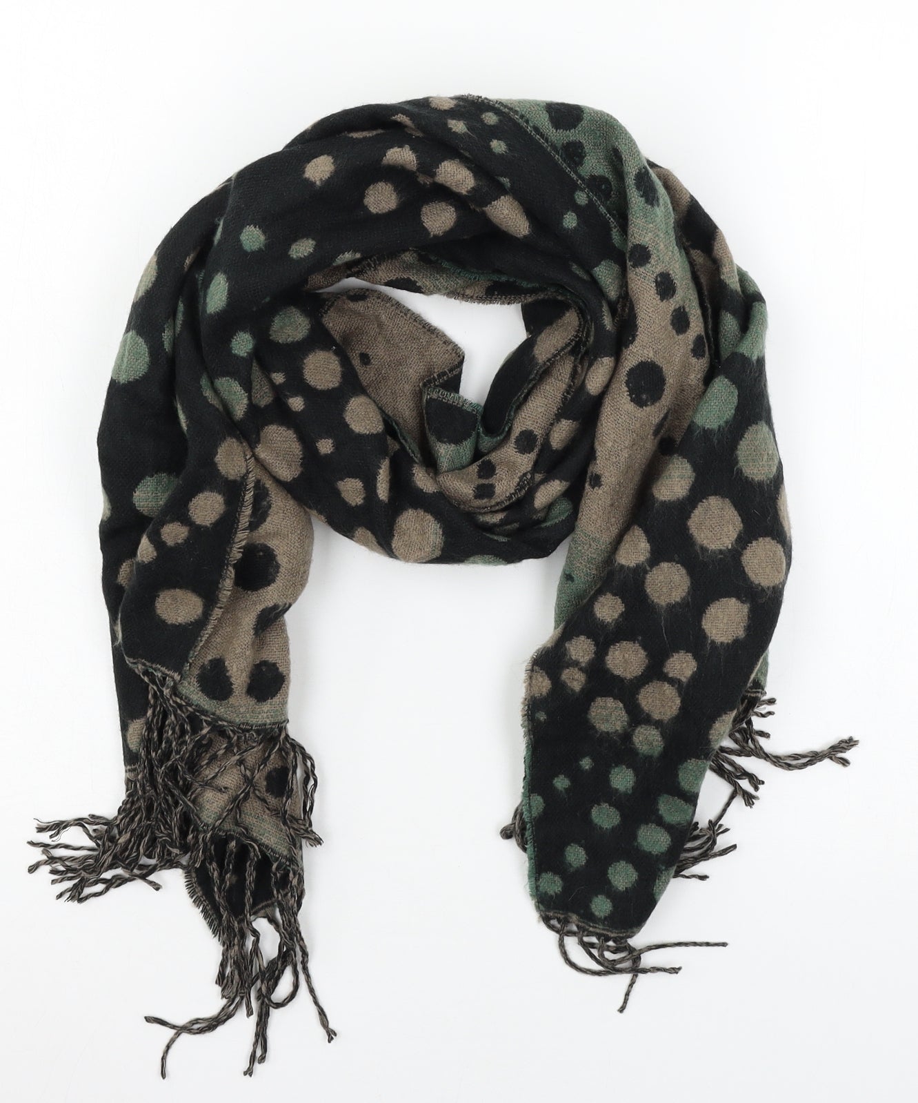 Preworn Womens Blue Polka Dot Knit  Scarf
