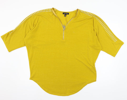 QED London Womens Yellow  Knit Pullover Jumper Size S