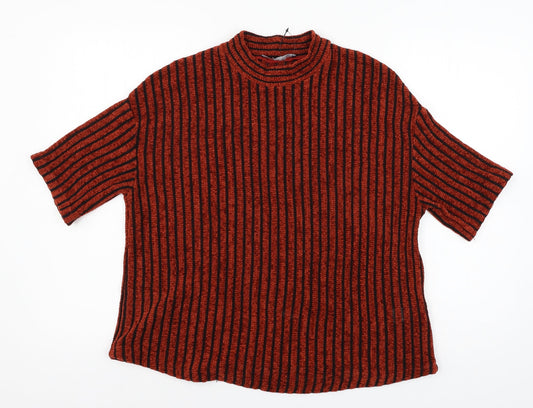 M&Co Womens Red Striped Knit Pullover Jumper Size 12