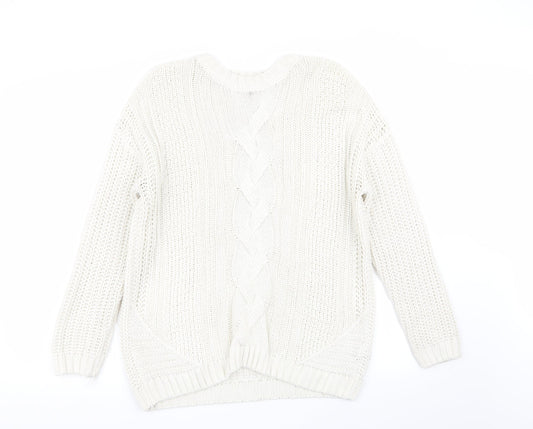 Peacocks Womens White   Pullover Jumper Size M