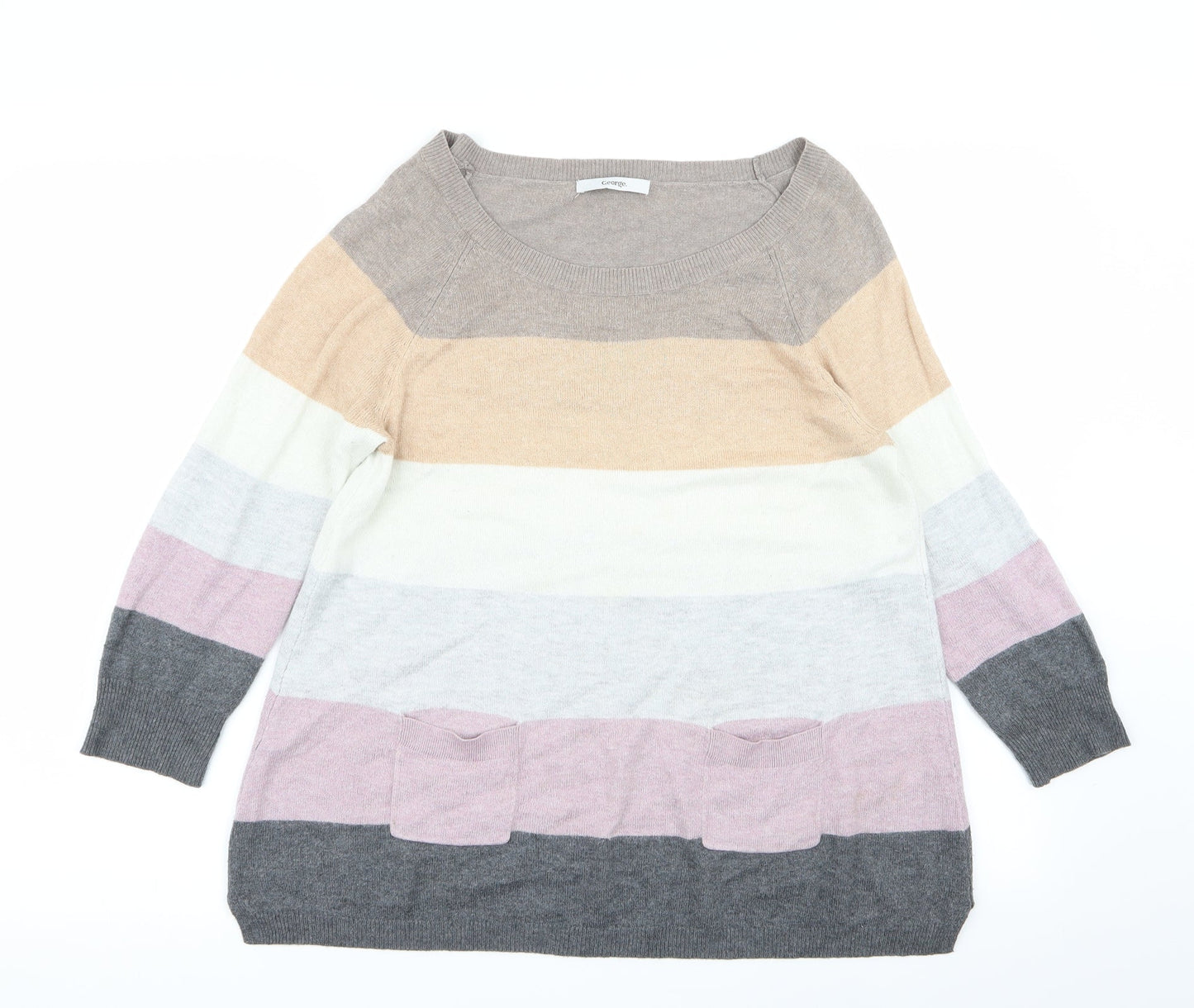 Asda George Womens Multicoloured Striped  Pullover Jumper Size 10