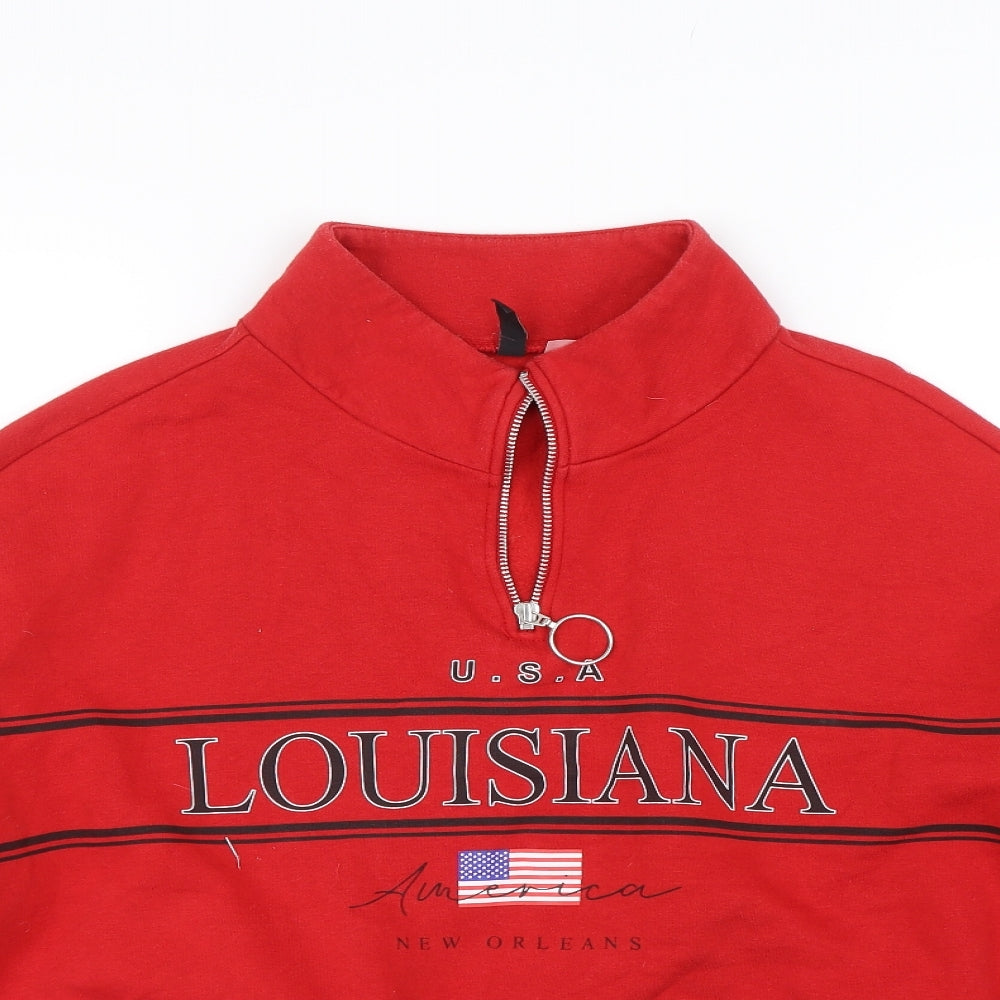 H&M Womens Red   Pullover Sweatshirt Size L