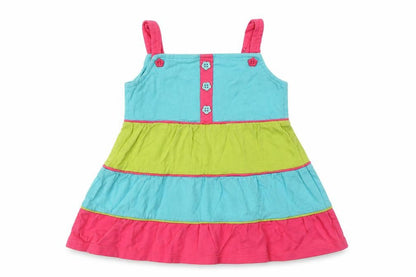 Front view of Tu girls’ multicoloured striped fit & flare, size 3-6, months