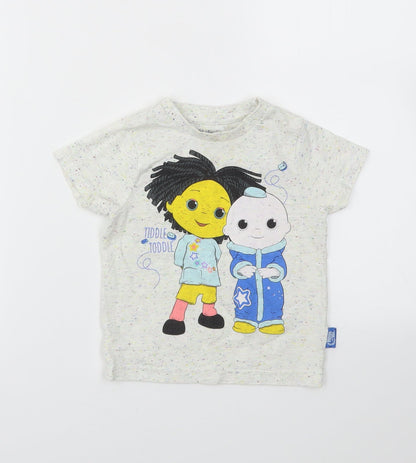 Additional front view of Nutmeg girls’ ivory basic t-shirt, size 2, years