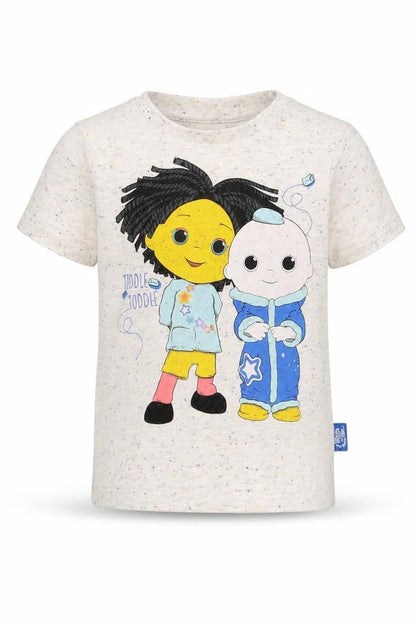 Front view of Nutmeg girls’ ivory basic t-shirt, size 2, years