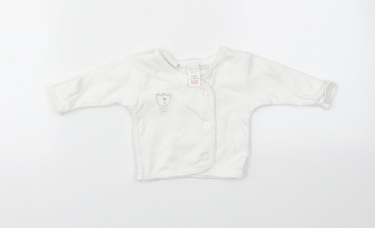 Additional front view of BABY MAC girls’ white houndstooth cardigan jumper one size