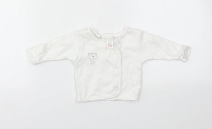 Additional front view of BABY MAC girls’ white houndstooth cardigan jumper one size