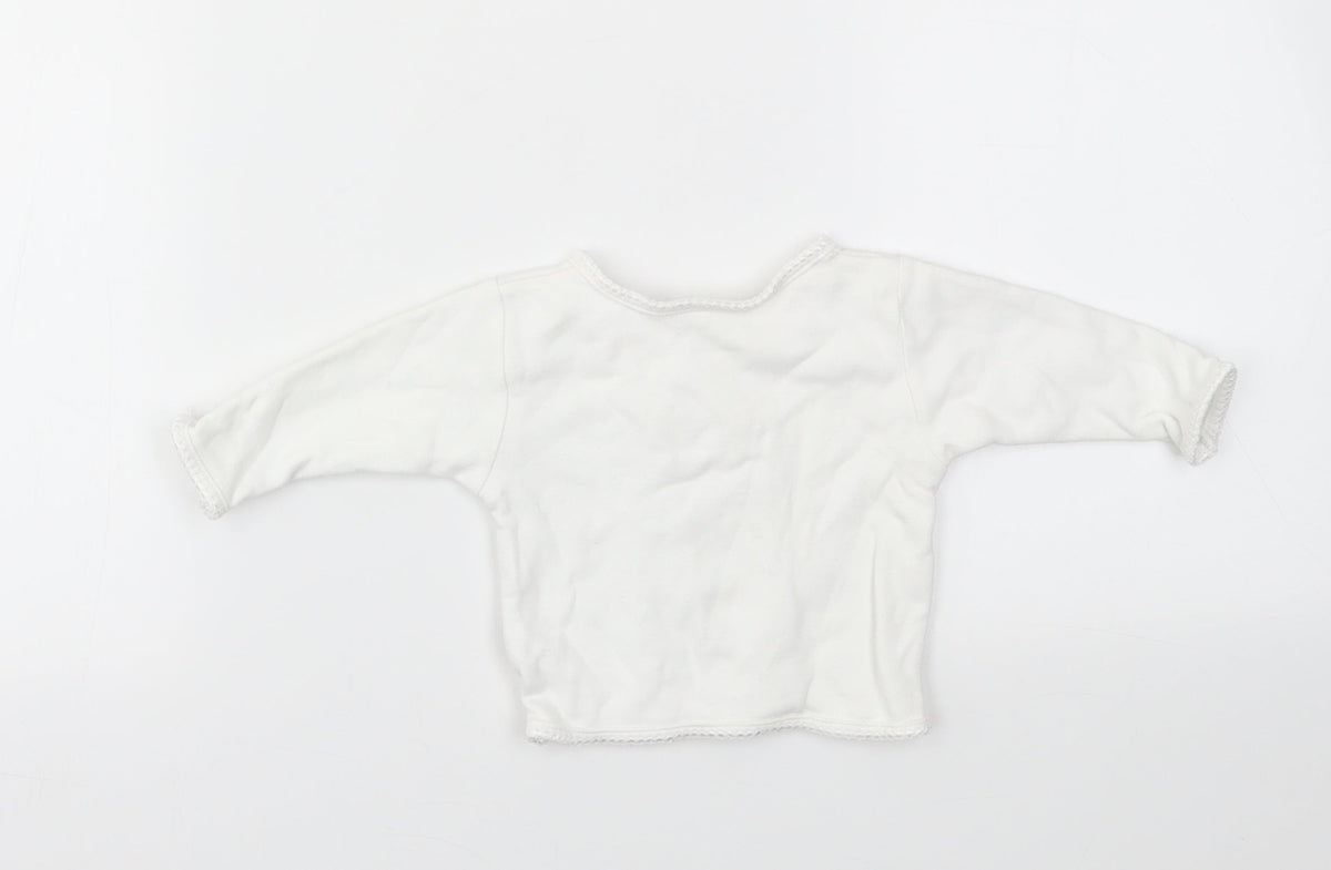 Back view of BABY MAC girls’ white houndstooth cardigan jumper one size
