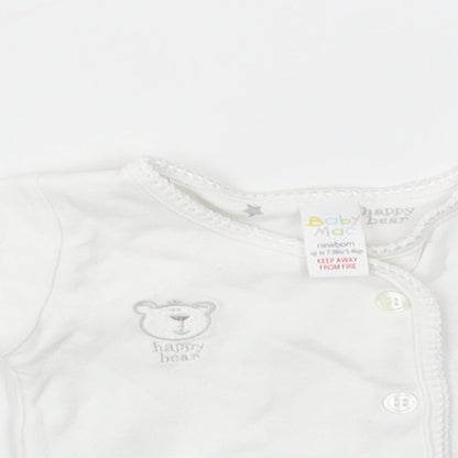 Close-up detail of BABY MAC girls’ white houndstooth cardigan jumper one size