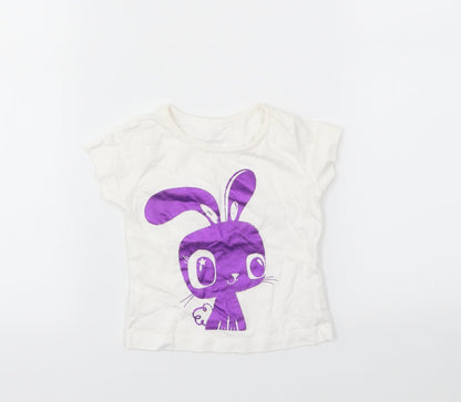 Additional front view of Cherokee girls’ multicoloured basic t-shirt, size 9-12, months