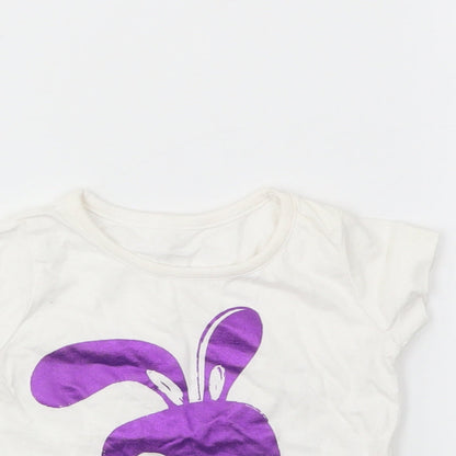 Close-up detail of Cherokee girls’ multicoloured basic t-shirt, size 9-12, months