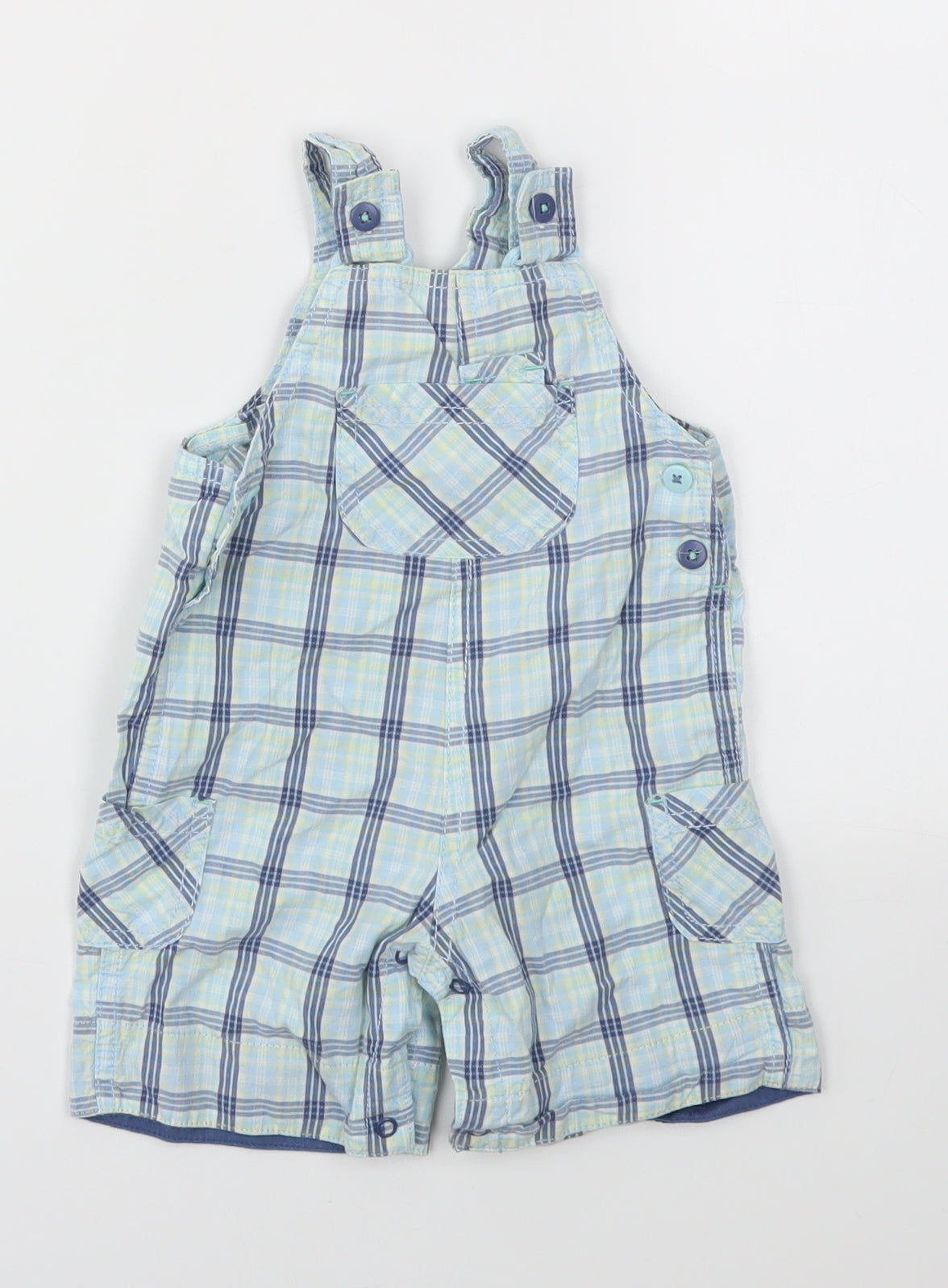 George Boys Blue Check  Dungaree One-Piece Size 3-6 Months