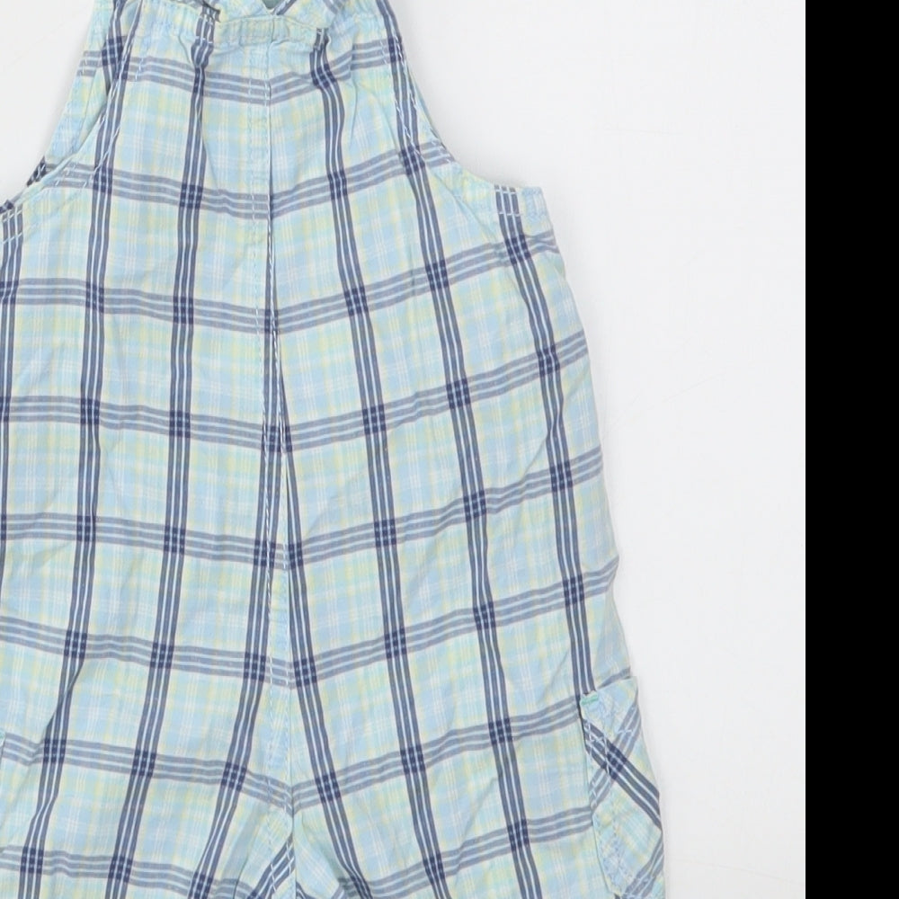 George Boys Blue Check  Dungaree One-Piece Size 3-6 Months