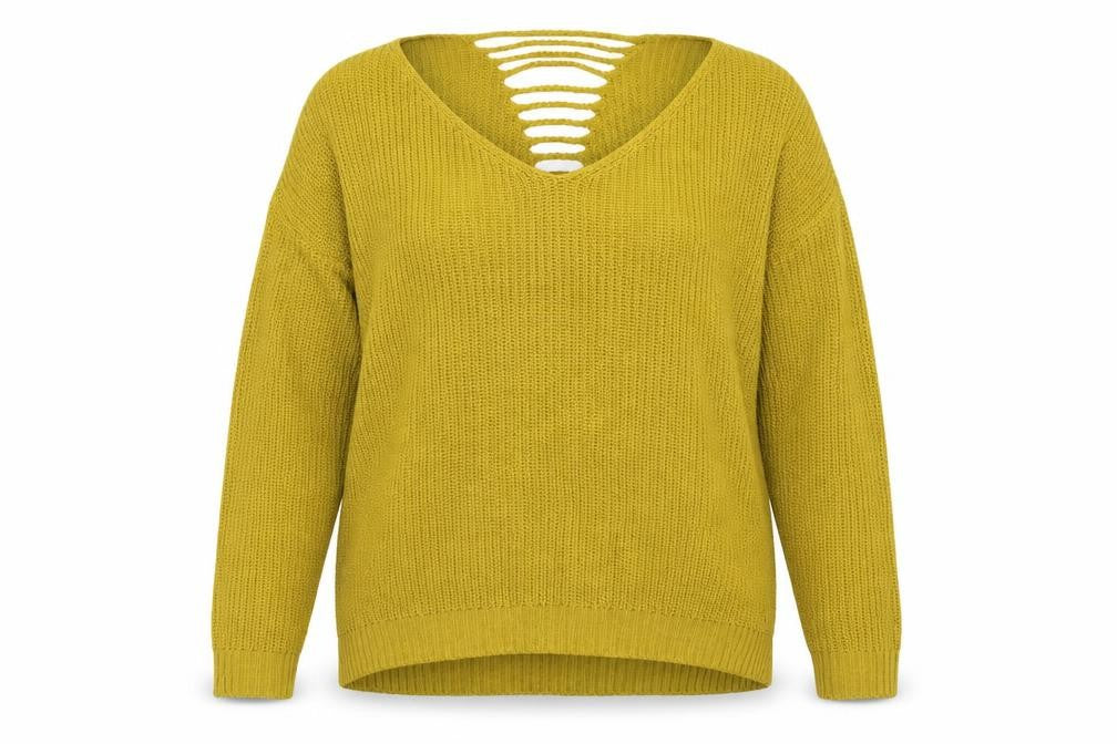 Cameo Womens Yellow  Knit Pullover Jumper Size 16