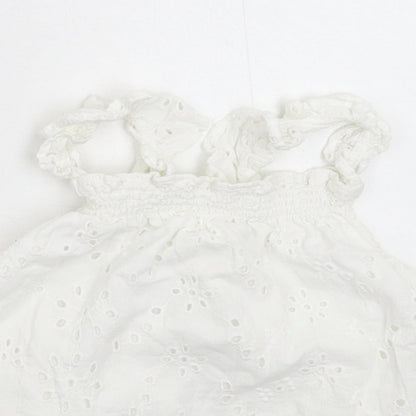 Close-up detail of F&F girls’ white basic tank, size 4-5, years