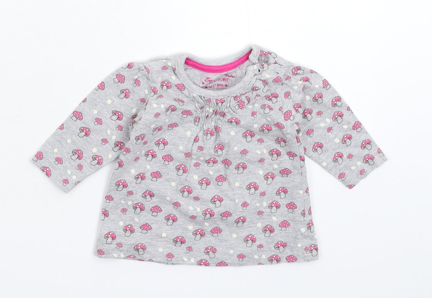 Earlydays Girls Grey   Basic T-Shirt Size 0-3 Months