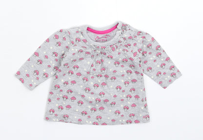 Additional front view of Early Days girls’ grey basic t-shirt, size 0-3, months