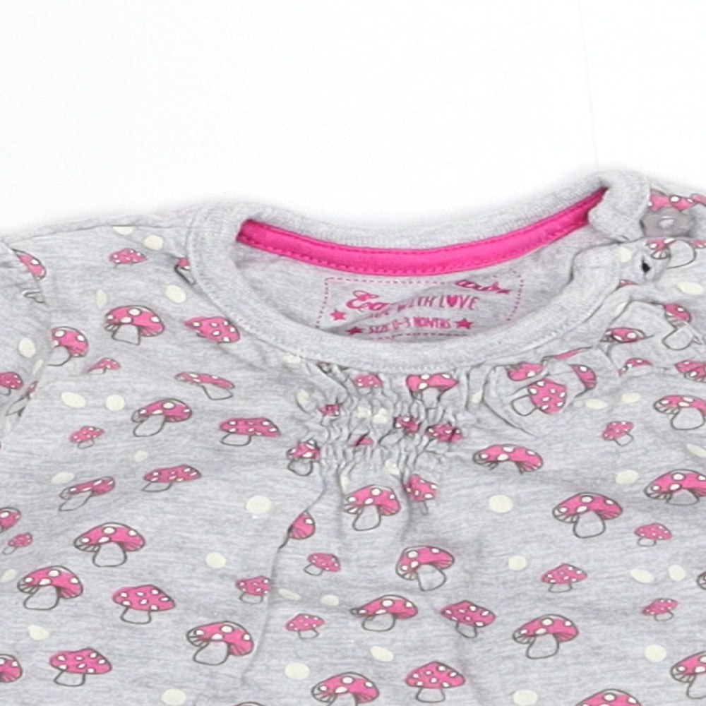 Earlydays Girls Grey   Basic T-Shirt Size 0-3 Months