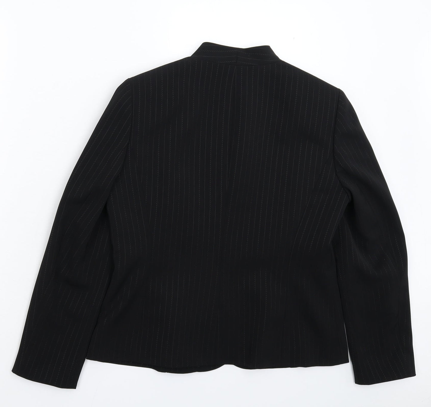 Kasper Womens Black Striped  Jacket Suit Jacket Size 12