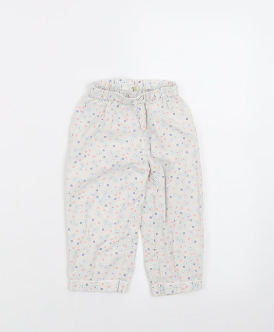 John Lewis Girls White Floral   Pyjama Pants Size 12-18 Months