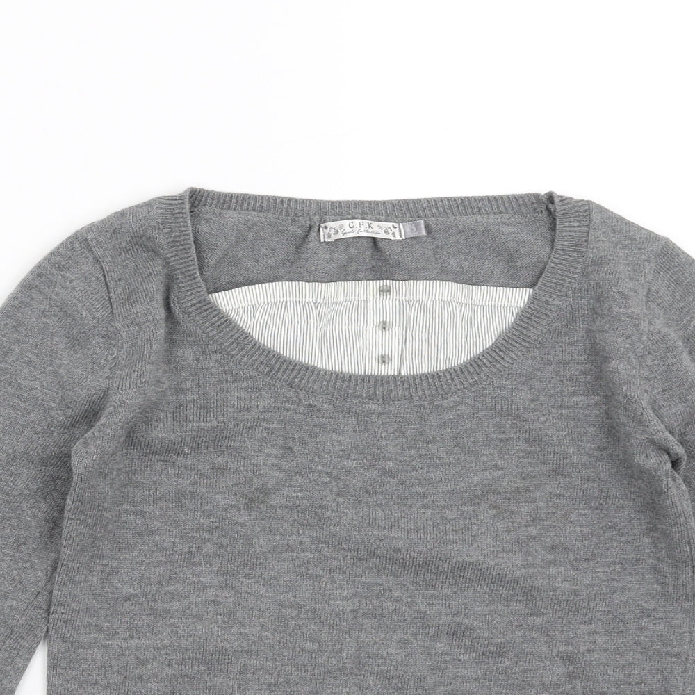 CFK Girls Grey  Knit Pullover Jumper Size 8 Years