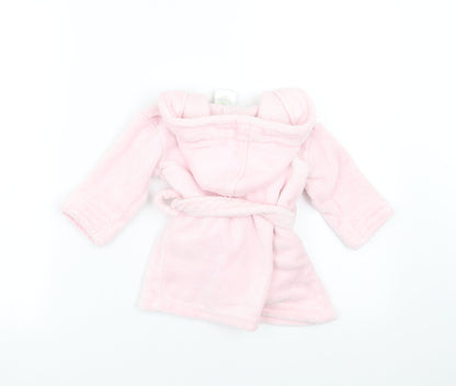 Back view of Soft Touch girls’ pink solid robe, size 6-9, months