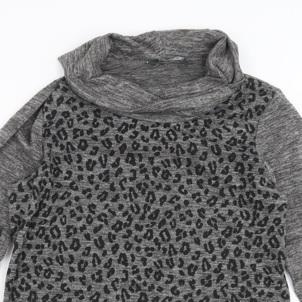 Bonmarché Womens Grey Animal Print Knit Pullover Jumper Size 16