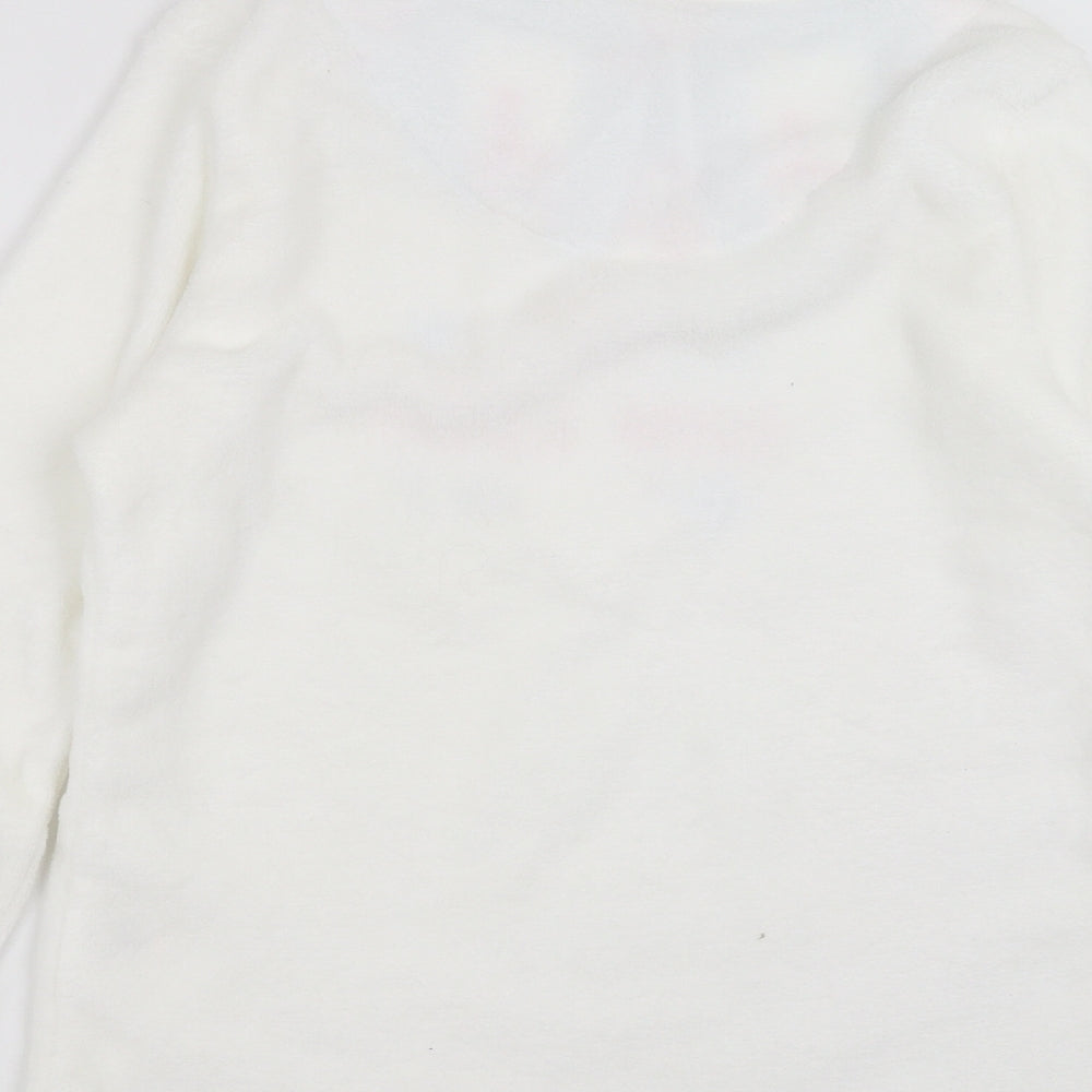 Warm & Cosy Womens White Solid  Top Pyjama Top Size M  - im snow sleepy