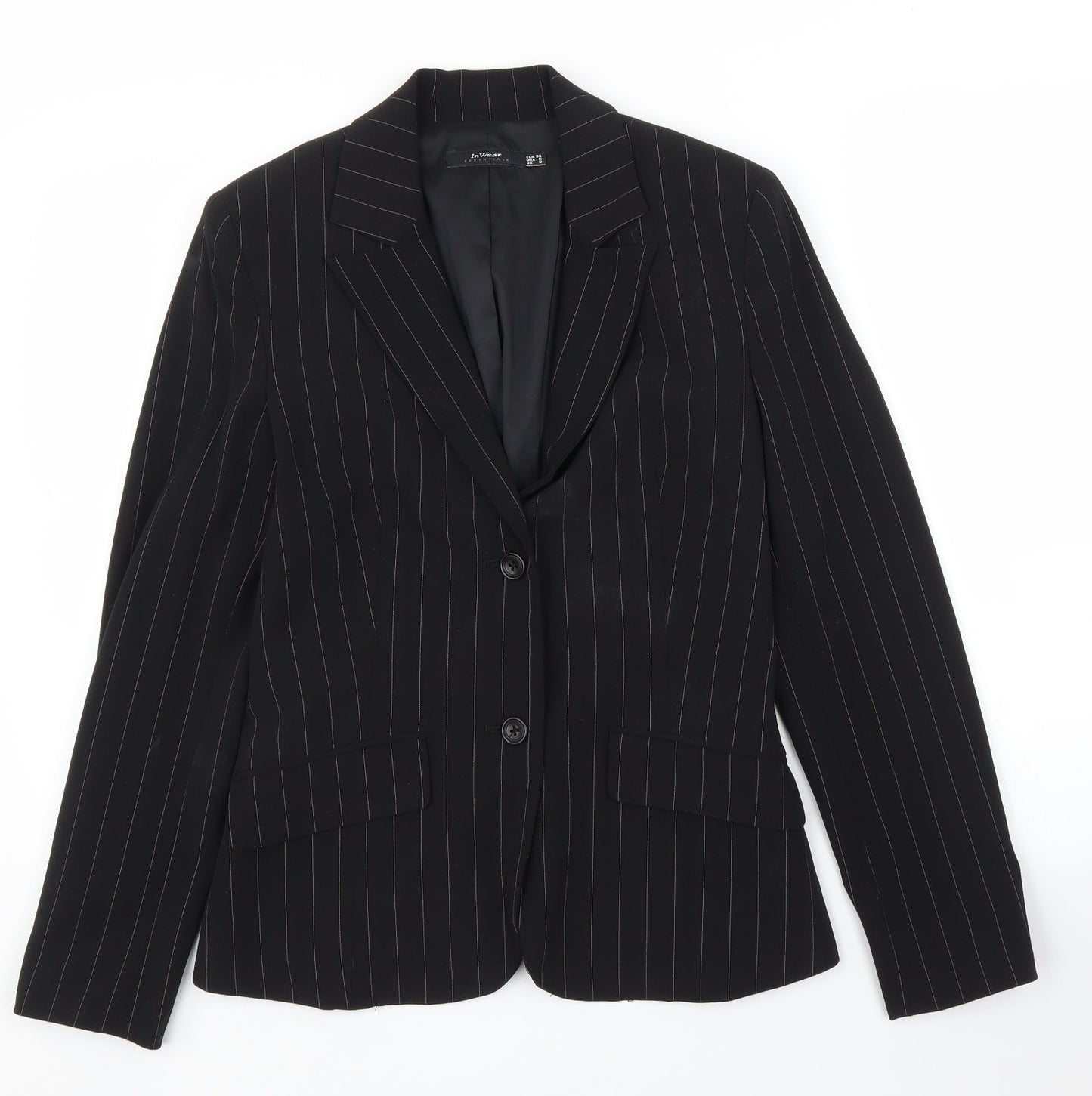 In Wear Womens Black Striped  Jacket Blazer Size 8