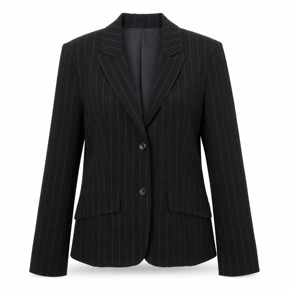 In Wear Womens Black Striped  Jacket Blazer Size 8