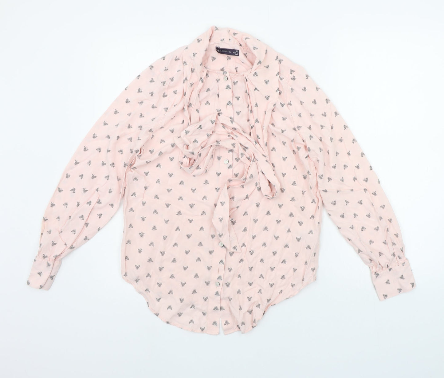 Marks and Spencer Womens Pink Geometric  Basic Button-Up Size 10
