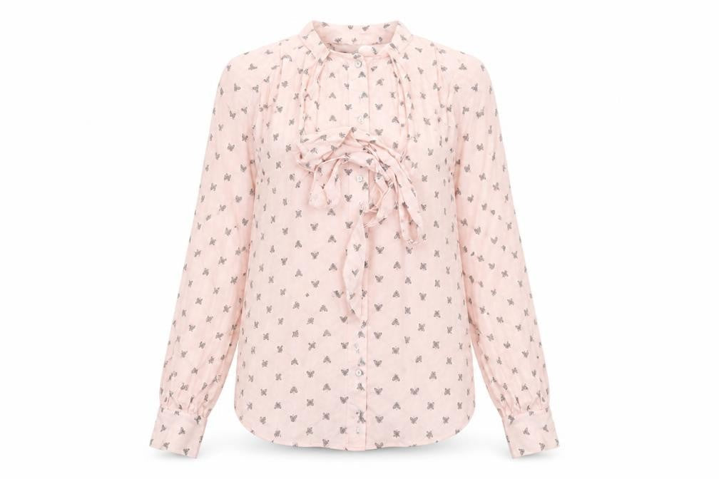 Marks & Spencer Womens Pink Geometric  Basic Button-Up Size 10