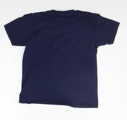 Back view of FC Barcelona boys’ blue basic t-shirt, size L