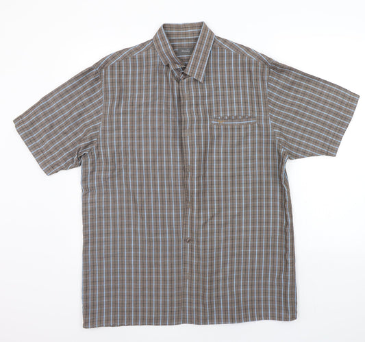 Wosley Mens Brown Polka Dot   Button-Up Size L