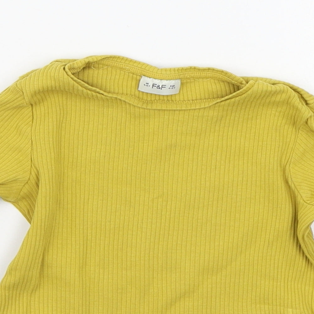 F&F Girls Yellow   Basic T-Shirt Size 4-5 Years