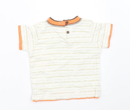 Back view of Matalan boys’ ivory basic t-shirt, size 3-6, months