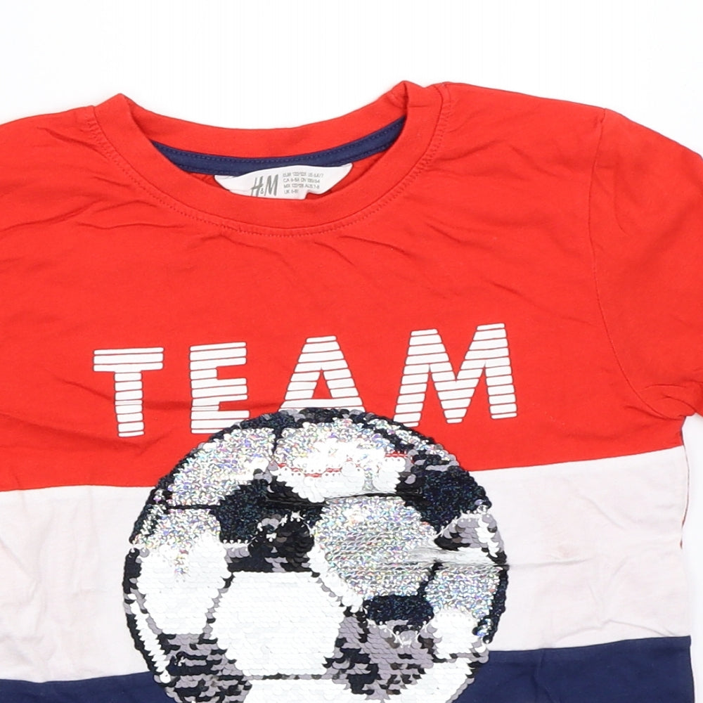 H&M Girls Red   Basic T-Shirt Size 6-7 Years