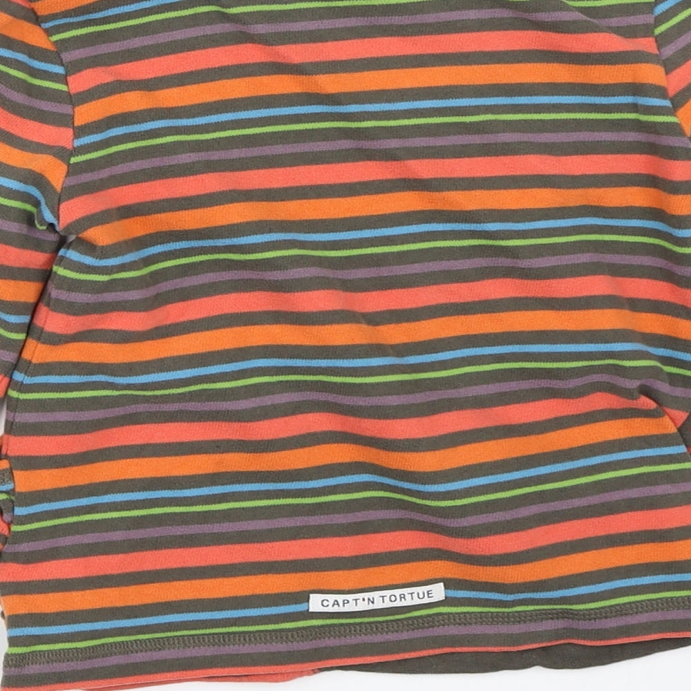 Captn Tortue Girls Green Striped  Pullover Jumper Size 6 Years