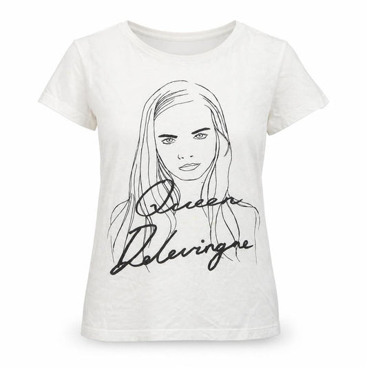 Black Score Womens White   Basic T-Shirt Size S  - cara delevigne