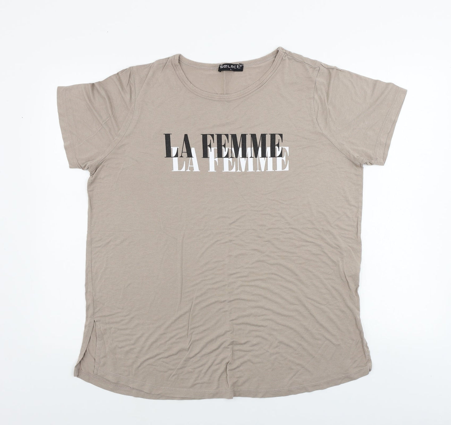 Select  Womens Brown   Basic T-Shirt Size L