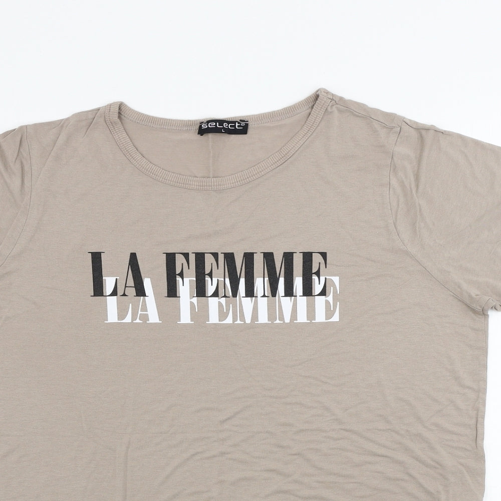 Select  Womens Brown   Basic T-Shirt Size L