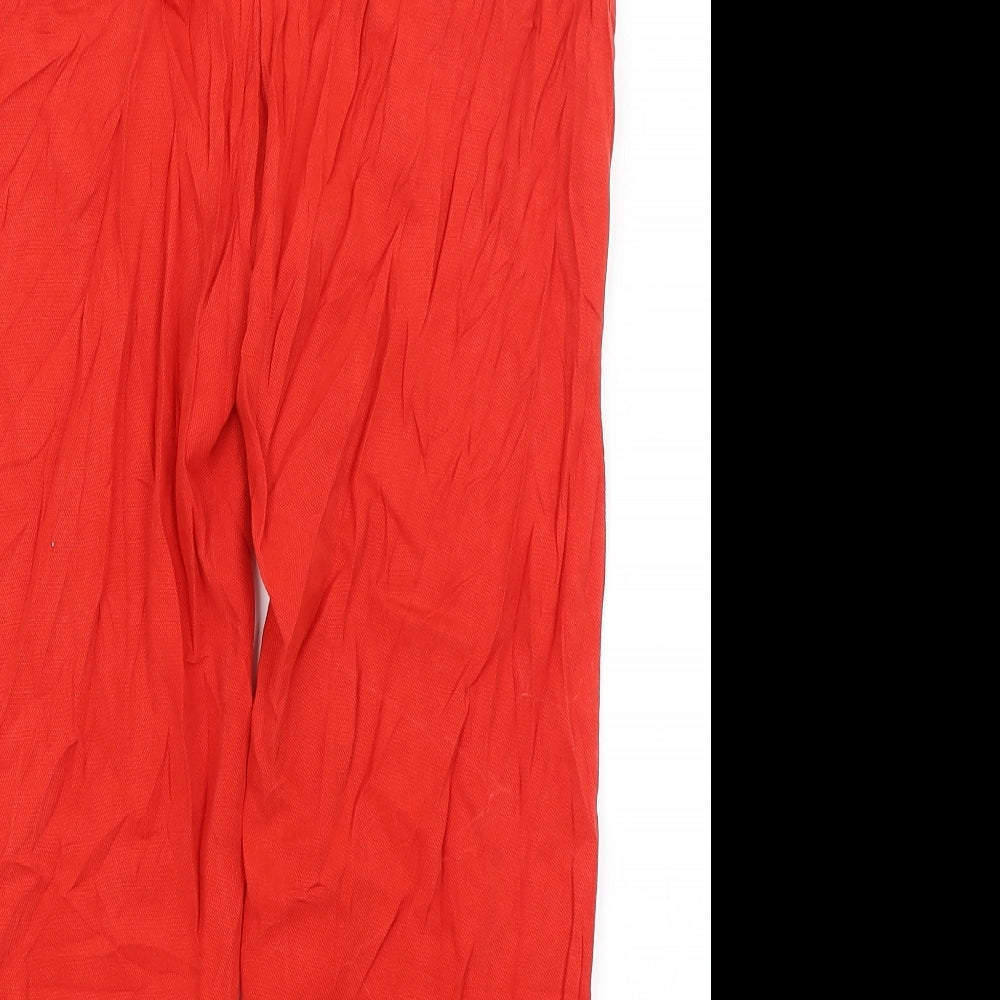 Zara Womens Red   Cropped Trousers Size XS L22 in