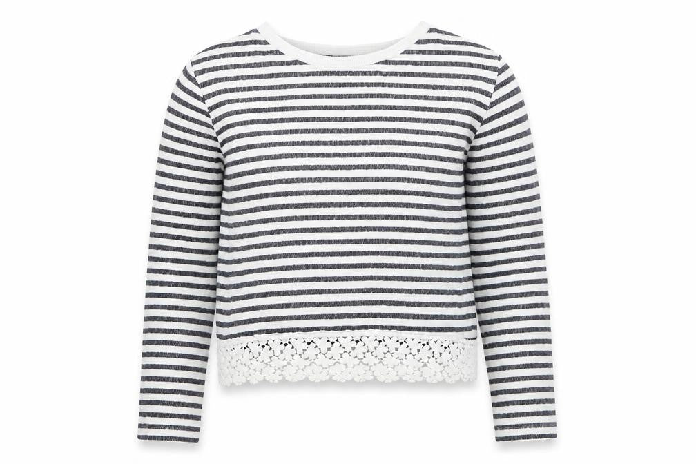 Marks & Spencer Girls White Striped  Pullover Jumper Size 9-10 Years