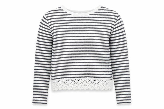Marks & Spencer Girls White Striped  Pullover Jumper Size 9-10 Years
